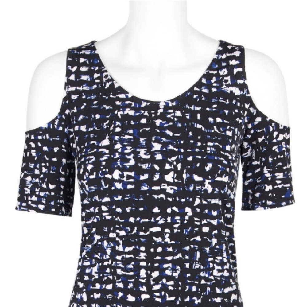 Leota Cutout Shoulder Short Sleeve Top Multi NWT M